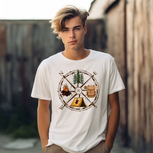 Camping Compass Outdoorsy Tee-shirt unisexe en coton lourd
