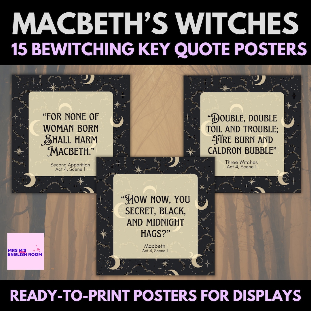 Macbeth Quotes for the Witches Shakespeare Posters English Etsy