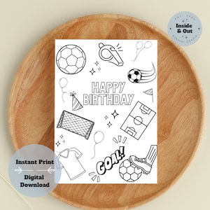 Tarjeta de cumpleaños para colorear imprimible de fútbol: ¡obtén un gran puntaje en su día especial!