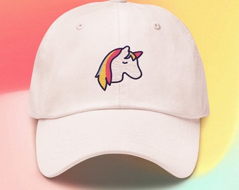 Rainbow Unicorn Cap, kawaii, cute colorful magical dad cap