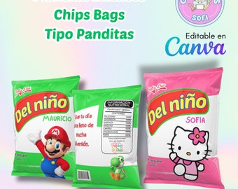 Chips Bags Panditas Children's Day Template Editable in Canva