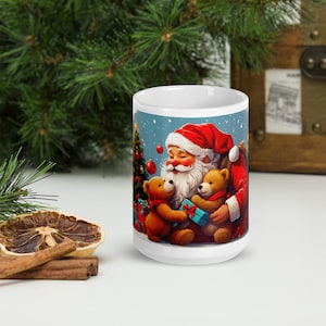 Tasse 'Weihnachtsmann und Teddybär: Magische Momente'