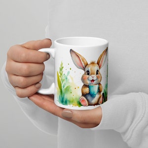 Personalisierte Ostertasse süße Hase Trinkkaffeetasse - Süße Kaffeetasse, bezaubernde Teetasse, Aquarell-Design