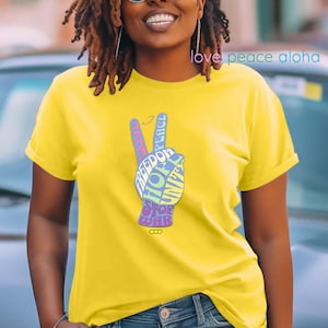 Peace Hand Love Freedom Stop War Unisex T-Shirt, Activist Tee, Protest Shirt, Hippie Top, Inspirational Graphic Tee, Unity Tshirt, Unisex