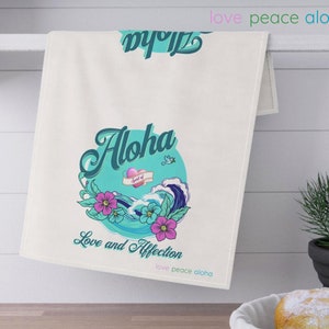 Aloha Spirit Kitchen Tea Towel, Wave Ocean Home Decor Accessories, Cotton Tropical  House Decor, Hawaiian Theme Dish Towel