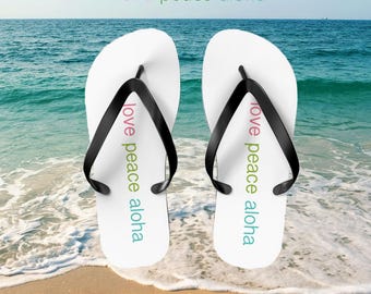 Aloha Flip Flops: Summer Beachwear Sandals - Love Peace Aloha Design