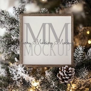 Christmas Farmhouse Wood Sign Mockup: 10x10 PNG (Digital Download)