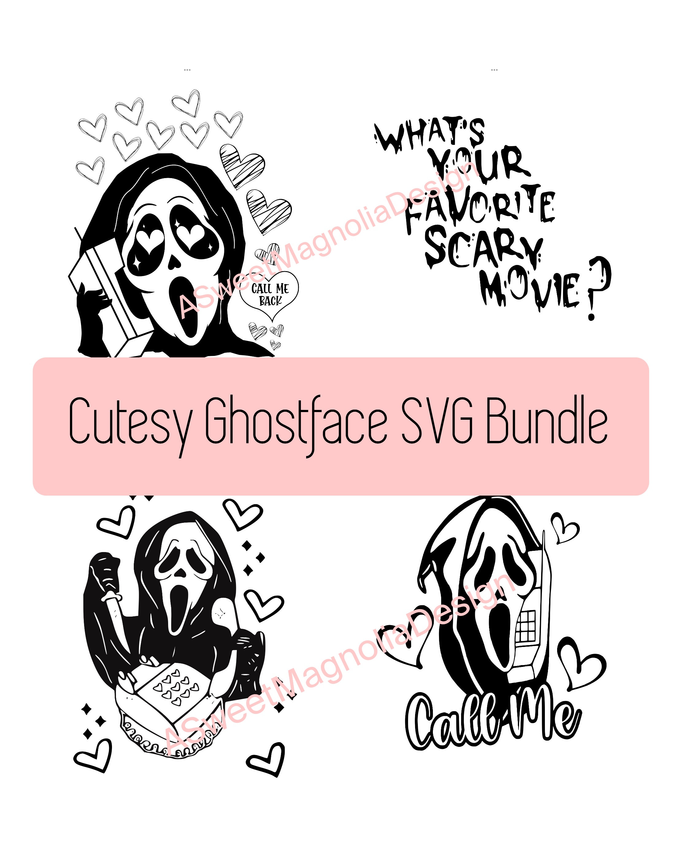 Cutesy Ghostface SVG Bundle - Etsy