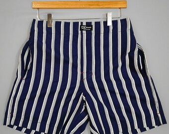 Handmade Poly Cotton White and Navy Blue Striped Casual Shorts Boxers for Men,Summer Shorts, Beach Shorts