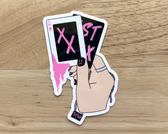 5150 Cards Sticker Machine Gun Kelly Queen Of Hearts XX Decal MGK Merch EST Punk Band Quote Inspired Graphic Emo Gothic Gift For Him Her