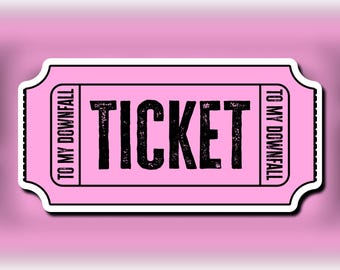 MGK Sticker Machine Gun Kelly Merch Tickets To My Downfall Decal Admission Ticket EST Punk Band Inspired Emo Gothic Design Gift For Him Her