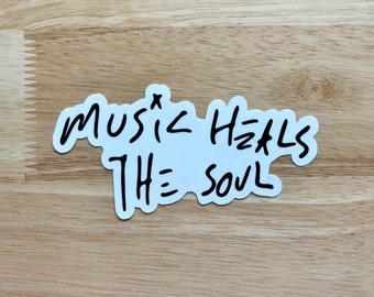 Music Heals The Soul Sticker Machine Gun Kelly Decal MGK Merch EST Pop Punk Band Quote Inspired Graphic Emo Gothic Design Gift For Him Her
