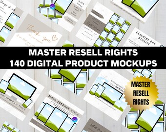 Paquete de plantillas Canva de 140 listados de Etsy / Maquetas de productos digitales con derechos de reventa maestros / Plantillas de arrastrar y soltar / MRR & PLR / Maquetas