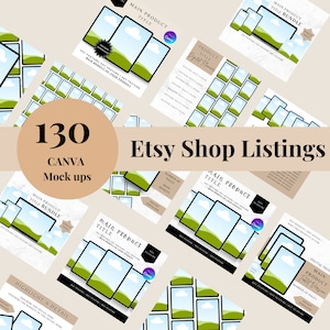 Esty Listing Mock ups, New Sizing, Etsy Seller, Mockup Bundle, Etsy Big Banner Canva Templates, Printable Etsy, Downloadable Mock ups