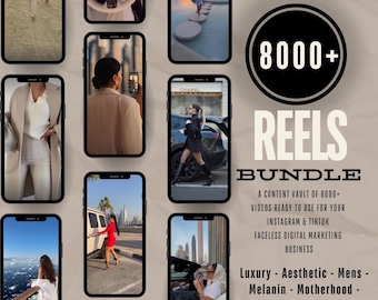 8000+ Faceless Reels Bundle | Luxury, Travel, Motherhood, Melanin & More | Editable DFY Faceless Marketing Videos | MRR/PLR Rights