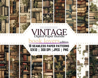 Vintage Floral Book Paper: Seamless Patterns (Digital Download)
