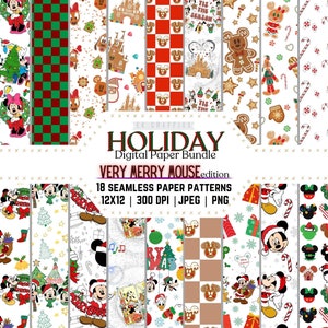 Digital Paper Pack, Holiday Paper, Christmas Cartoon Paper,  Christmas Crafts, Xmas Background, Holiday Characters, Cartoon Xmas Backgrounds