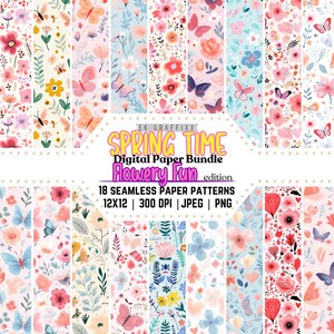 Spring Wildflowers, spring digital paper, seamless spring pattern, Flowers backgrounds, Spring Flower Paper, Printable Spring, Pretty Flower