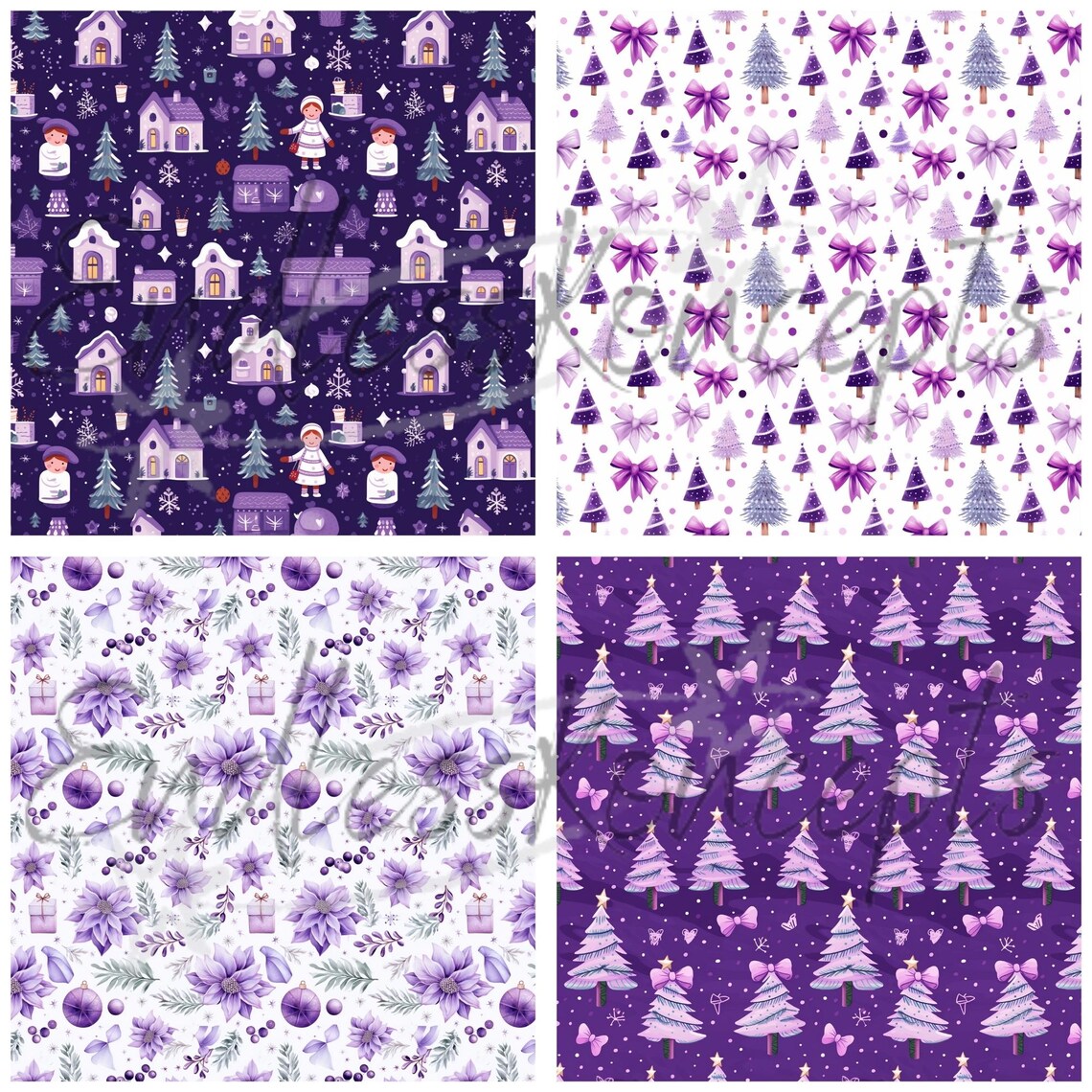 Purple Christmas Digital Paper Pack: 18 Seamless Patterns (digital ...