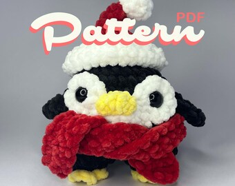 PDF pattern penguin in a hat and scarf. Crochet penguin Pattern, Easy crochet pattern beginner friendly