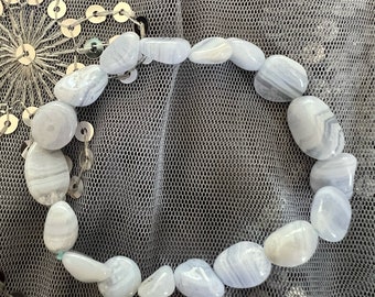Blaue Spitze Achat Stretch Perlenarmband