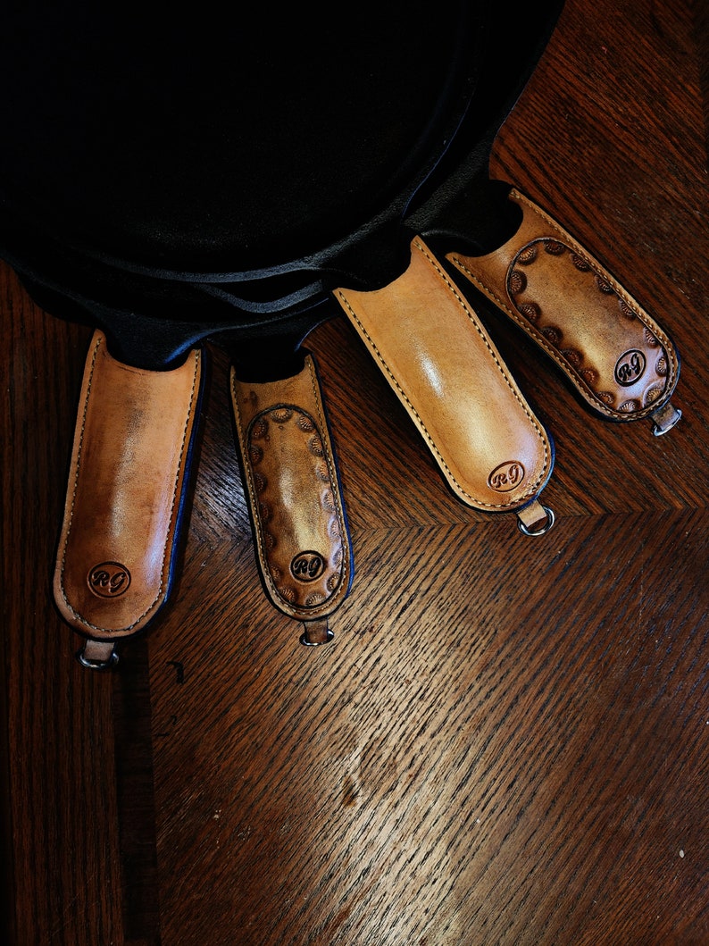 Leather Cast Iron Handle Cover Etsy