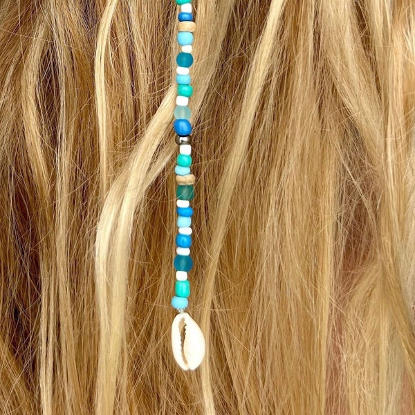 Mermaid Extension (ORIGINAL) | Beaded Hair Clip Extension with Cowrie Seashell | Hair Jewelry for Beach /Surfer/ Boho | Gift for Beach Lover