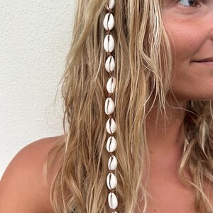 Clip-on cowrie shell hair extension accessory | Handmade Summer Hair Jewelry Gift |Beach, Surfer, Coastal, Seashell, Boho