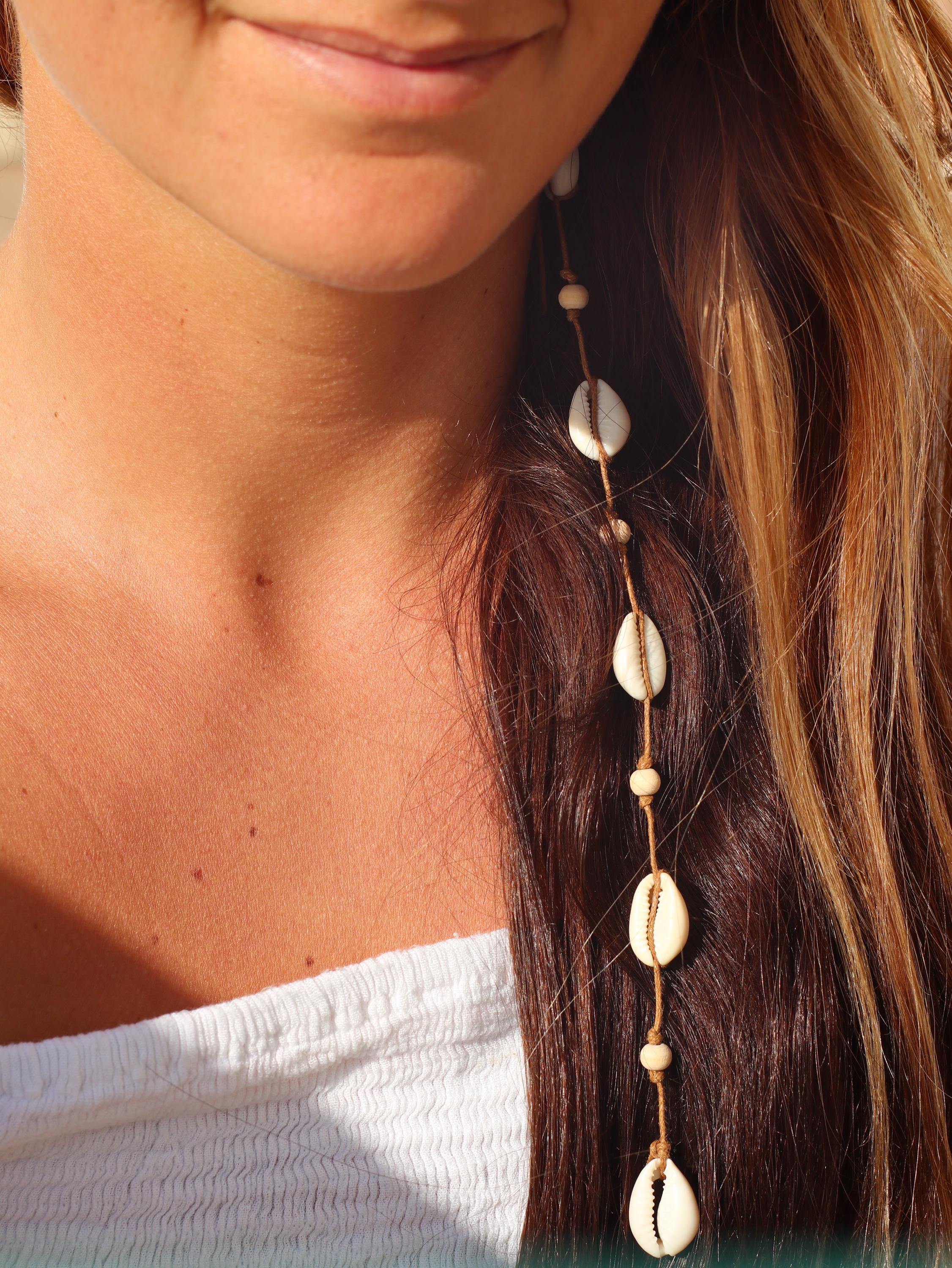 ヘアアクセサリー saran Clip-on Mermaid Hair Extension | Handmade W Beads & Cowrie Shell