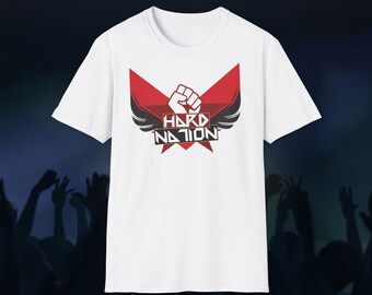 Hard Nation #13 White-Black-Red Unisex Softstyle T-Shirt