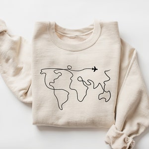 Travel Sweater, Adventure Sweater,  Unisex Sweatshirt And Hoodie, Road Trip, Traveler Gift, Wanderlust Sweater World Map Travel Sweatshirt