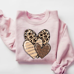 Leopard Heart Sweatshirt Valentine Sweatshirt Valentines Women Gift Cheetah Heart Sweater Love Sweatshirt Valentines Day Cute Women