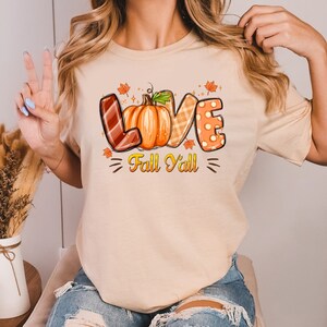 Love Fall Y&#39;All Shirt, Leopard Print Fall Shirt, Thanksgiving,Hello Pumpkin, Fall Vibes, Peace Love Thanksgiving, Family Thanksgiving Shirt