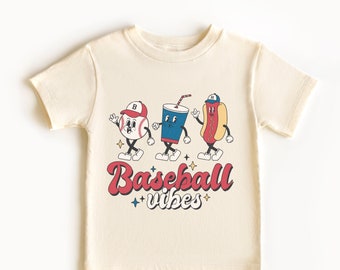 Baseball Vibes Toddler Shirt - Retro Sports Kids Tee - Boys Natural Summer Shirt
