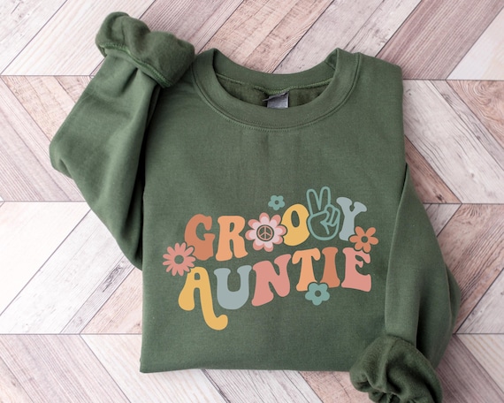 Groovy Aunt Sweatshirt, Auntie Shirt, Family Groovy Shirts, New Aunt Gift Tee, Hippie Floral Aunt Tee, Birthday Party Shirts,Family Matching