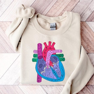 Heart Anatomy Sweatshirt, Cardiac Nursing Gift, Nursing School Shirt, Medical School Student Shirt, Cardiologist Anatomical Heart Shirt