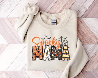 Spooky Mama Sweatshirt, Retro Halloween Shirt For Mother, Halloween Mom Shirt Gift, Halloween Mama Tshirt, Spooky Season, Retro Shirt