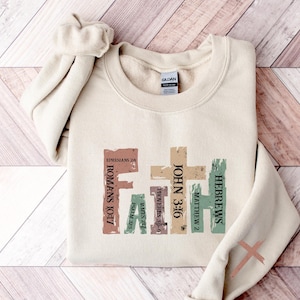 Christian Sweatshirt, Bible Verse Hoodie, Religious Outfit, Retro Faith Sweat, Christian Cross Graphic Tees, Religious Sweatshirt, Faith