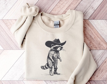 Western Raccoon Sweatshirt, Vintage Cowboy Racoon Shirt, Cute Country Raccoon Sweater