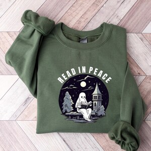 Halloween Read In Peace Sweatshirt, Halloween Ghost Reading Sweatshirt, Funny Halloween Shirt, Book Lover Halloween Gift, Spooky Season