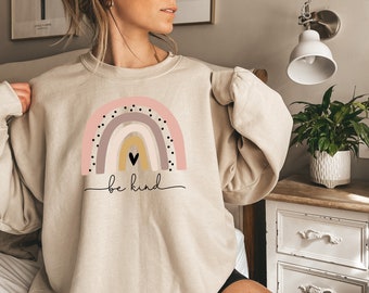 Women's Graphic Crew Neck Sweatshirt, Hoodie, Be Kind Sweatshirt, Kindness Sweater,Be Kind Hoodie, Inspirational Sweatshirt, Boho Sweatshirt
