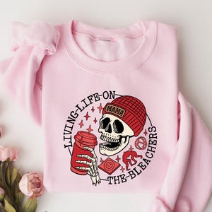 Living Life on the Bleachers Mama Shirt, Skull Sweatshirt, Skellington Coffee Tee, Sports Mama Sweater, Gift For Mama, Wrestling Mama Shirt