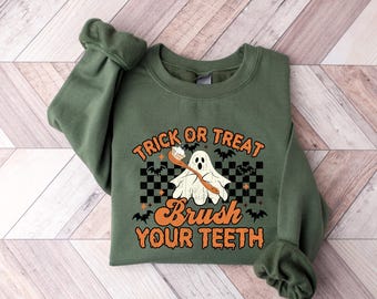 Halloween Dentist Sweatshirt, Trick Or Teeth Sweater, Dental Halloween Hoodie, Dental Assistant Hoodie, Spooky Dentist Shirt