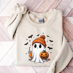 Halloween Ghost Sweatshirt and Hoodie, Cute Ghost Shirt, Womens Halloween Shirt, Cute Fall Shirt, Spooky Season Shirt, Gift For Halloween