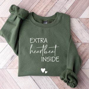 Extra Heartbeat Inside Sweatshirt, Baby Announcement, Pregnancy Reveal, Mommy To Be, We&#39;re Expecting, Maternity Sweater, Pregnancy Outfit