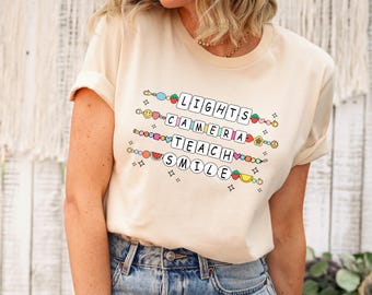 Lights Camera Teach Teacher Shirt, Groovy Teacher Shirt, Teacher Friendship Bracelet Shirt, Back To School Shirt, First Day of School