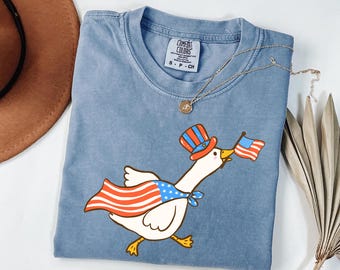 Comfort Colors 4th of July Silly Goose Shirt, America Goose Patriotic Independence day Anxiety Silly Goose on the loose, 4th of July Shirt,