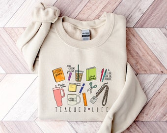Teacher Life Sweatshirt, Cute School Supplies Shirt, Back To School, Teacher Appreciation Gift, Team Teacher Shirt, Teach Love Inspire