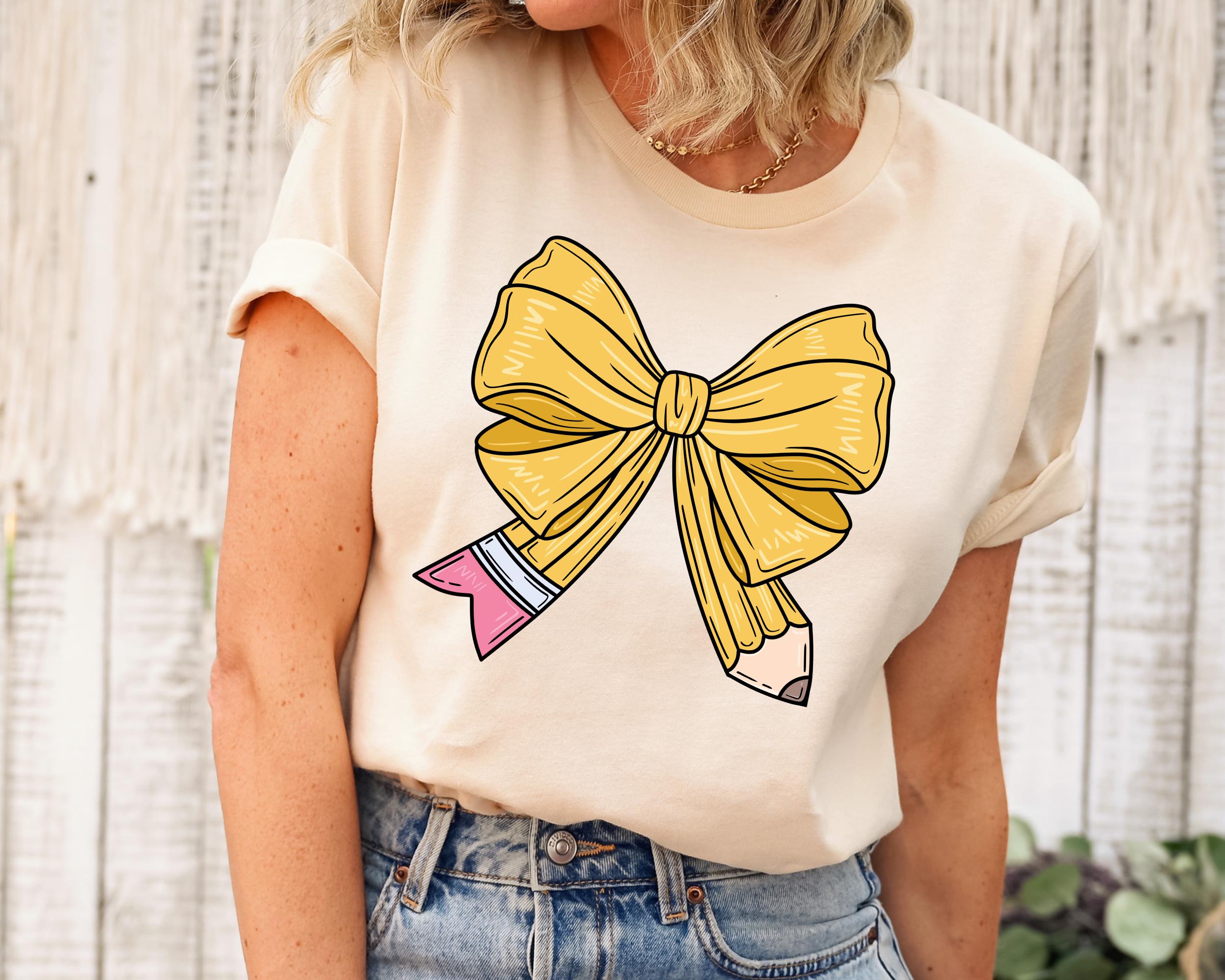 Coquette Teacher Shirt, Coquette Pencil Bow T-Shirt, Trendy Back to School Tee, Appreciation Gift, Elementary Teacher Gift