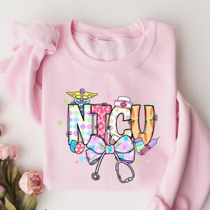 Easter Nicu Sweatshirt, Cute Bunny Nurse Shirt, Spring Nursing Crewneck, Gift For Nurse, Registered Nurse Sweater, Nurse Easter Cozy Outfit